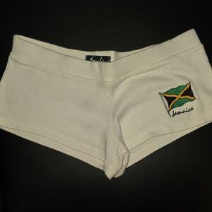 Women's White Athletic Shorts with Flag Detail